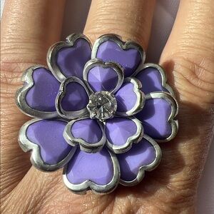Purple Flower Statement Ring